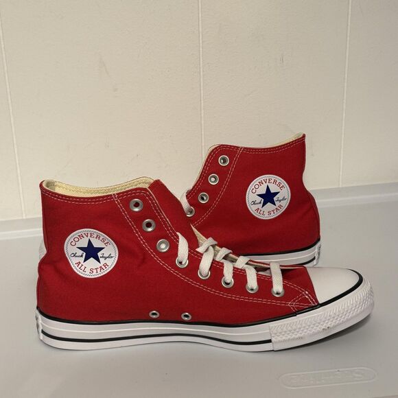 Converse Chuck Taylor All Star Hi High Top Shoes Mens 9.5 Womens 11.5 Red Canvas - Picture 7 of 10